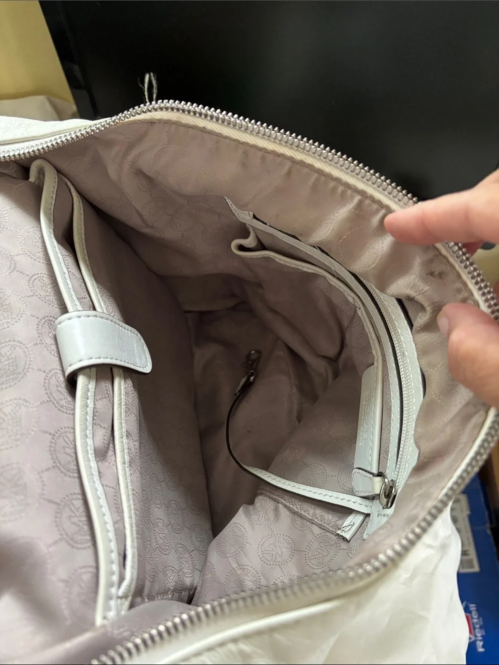 Michael Kors white Leather Zip-Front Backpack
